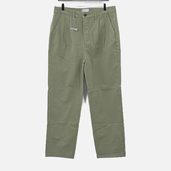 Amendi Gunnar in Green Organic Cotton Pleat Front Button Fly Pants - NWPT - 33 - Picture 1 of 12